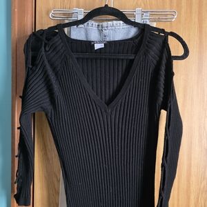 VENUS Black Ribbed Women's Sweater